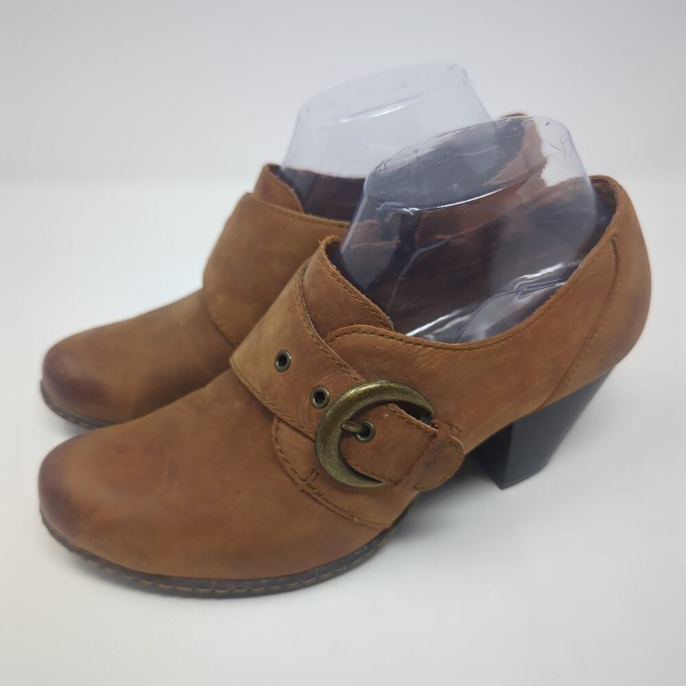 BOC Brown Zip Up Buckle Block Heel Ankle Booties Shoes Womens Size 8